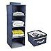 iwill CREATE PRO 4-Shelf Hanging Closet Organizer with Drawer, Thick Wooden Boards Inside, Suit for Clothes, Sweaters, Shoes Storage, Navy Blue Dot
