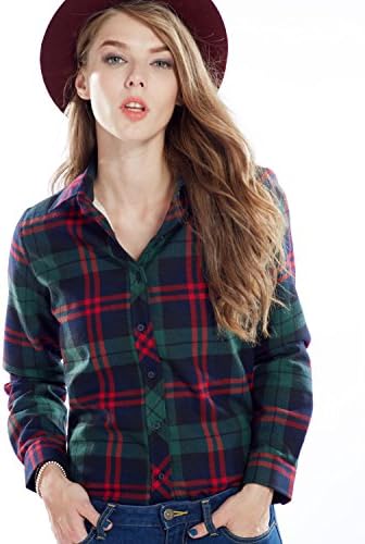 BRIOSO Women's Flannel Plaid Long Sleeve Casual Shirt