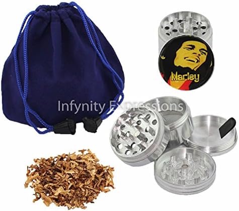 2.0" 4 Layer BOB MARLEY-RASTA Aluminum Herb Spice Grinder (with Pollen Screen) - FREE Carry Pouch &amp; Scraper