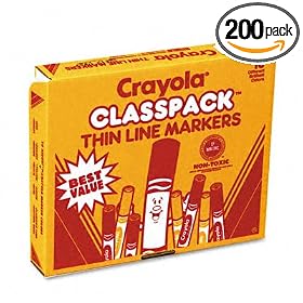 Click here to buy Art Markers, Crayola, 200 Ct. Classpack, Fine Line, 10 Colors BIN588210 by Crayola.