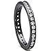 Sterling Silver 925 Women's Black plated Eternity Ring Engagement wedding Band with Cubic Zirconia