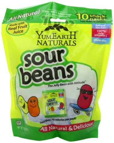 YumEarth Naturals, Sour Jelly Beans, 10 Snack Packs, 20 g Each
