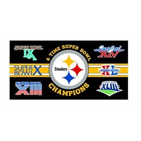 Pittsburgh Steelers 6X Super Bowl Champ Fiber Beach Towel