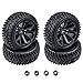 Hobbypark 4-Pack OD 2.99 inch / 76mm Rubber 1:10 RC Car Tires & Wheel Rims Foam Inserts 12mm Hex Hub