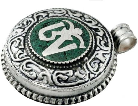 Tibetan Zen Buddhist Yoga Meditation Inspired Alloy Metal Necklace Jewelry Pendant (Om Inlaid)