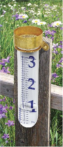 The Grand View Brass Post Mounted Rain Gauge