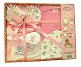 Baby 7 Piece Bath Gift Set - Includes 1 Embroidered Creeper, 1 Printed Bib, 1 Printed Cap, Infant Mi