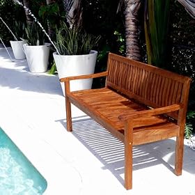 Teak Garden Bench - 5 feet (Teak Honey Brown Oiled Shine) (34.25H x 59W x 21.25D) by 