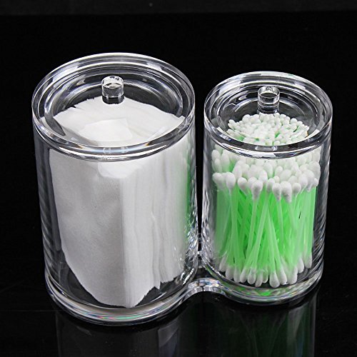INTBUYING Acrylic Clear Cotton Ball and Swab Organizer Holder Container Comestic Makeup Organizer Makeup Brush Holder Bathroom Orgnizer