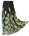 BombayFashions Black Peacock Feathers Ankle Length Gypsy Bohemian Long Skirt - Black with Green