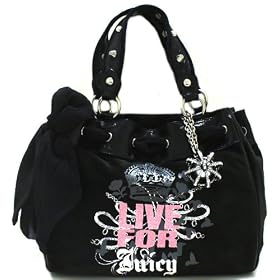 Juicy Couture Daydreamer Black Glitter Glam Large Tote Bag