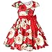 AIMJCHLD Party Dress for Toddler Little Baby Girls Striped Flower Wedding Dresses Pageant Prom Ball Gowns Fancy Performance Formal Dress Size 2 3 Years (Red 100)