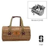 Stanford Cardinal NCAA Verona Two-Lid Willow Basket (Burgundy) (Engraved Logo)