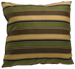 Throw Pillow, Black, Olive, Gold Stripe