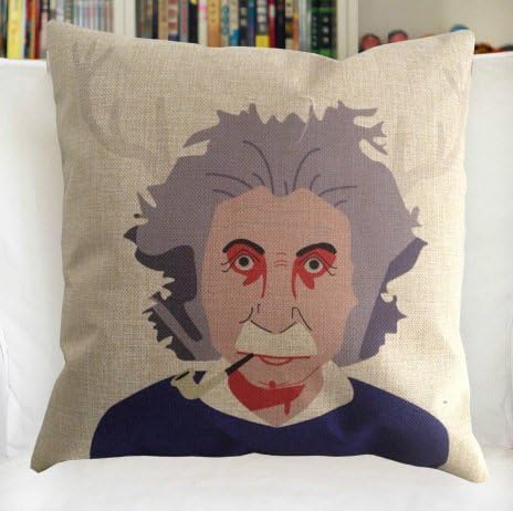 Lfarncomboutlet Creative Fashion Cotton Linen Square Decorative Throw Pillow Cover 45*45cm Old man Einstein beard head Dining chair pad cushion pillows decorate cover for a sofa living (1047)