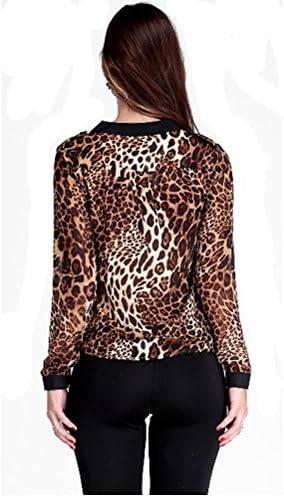 Phoenx Women Ladies Leopard Print Top Chiffon T Shirt Long-Sleeved Casual Blouse