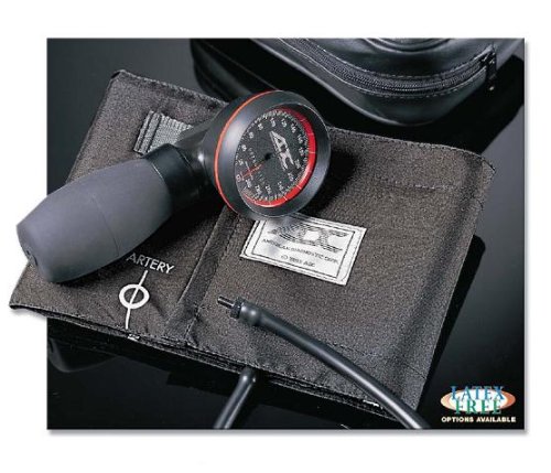 ADC Palm Style Aneroid Sphygmomanometer 703, Latex Free, Adult, Black, 20/cs