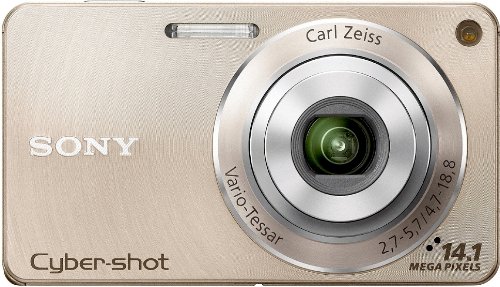 Sony DSC-W350N Digitalkamera (14 Megapixel, 4-fach opt. Zoom, 26 mm Weitwinkelobjektiv, 6,9 cm (2,7 Zoll) Display, bildstabilisiert) gold