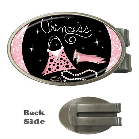 Money Clip Oval of Princess Accessories (Purse, Gloves, Pearl Necklace, Beautiful, Cartoon, Disney, Barbie, Fairy, Island, Magical, Belle, Cinderella, Costume, Doll, Wedding)