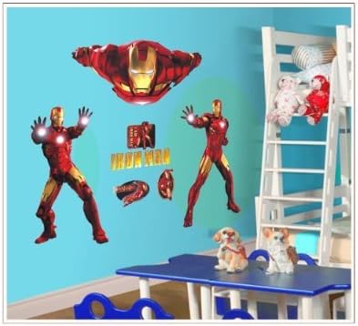 Tumtung Cartoon Iron Man Vinyl Wall Decal Sticker for Childrens' Bedroom - (60*90cm)