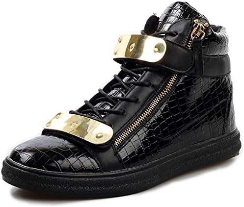 JiYe Men's Sheet Metal Zipper High-Top Shoes Fashion Sneakers