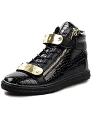 Shoes: JiYe Mens Sheet Metal Zipper High-Top Shoes Fashion Sneakers,Black,10 M US