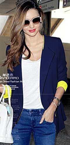 テーラードジャケット ドレス スーツ 半袖　配色　スリム　タイト　美しい　春　ヨーロピアン　シルエット ブルー (オリジナル・ブレスレットとサシェセット)