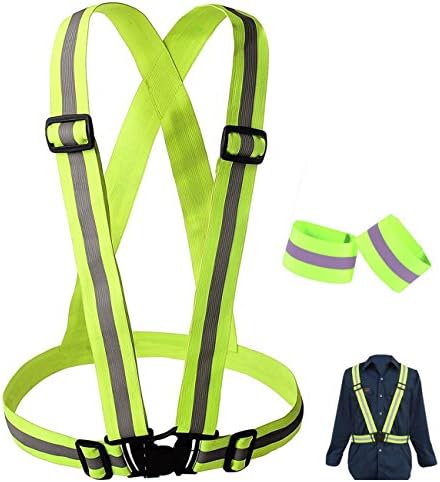 Diass Reflective Safety Vest,High Visibility Reflective Strap Elastic and Easily Adjustable Means for the Daytime and Nighttime Running Cycling Motorcycle Walking Hiking Bikecycle