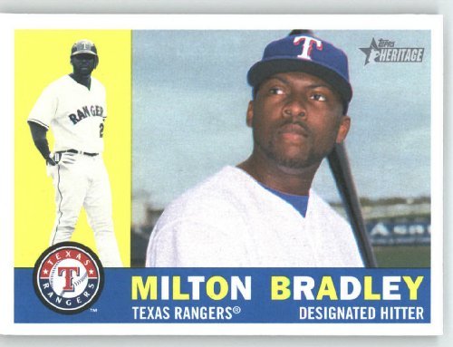 Milton Bradley / Texas Rangers - 2009 Topps Heritage Card # 338 - MLB Baseball Trading Card in Screwdown!