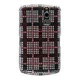 NEW! Premium Luxurious Designer Hard Diamond Glitter Crystal Snap-on Case for Blackberry Curve 8330, 8300, 8310 Case - Clear Silver Checkers