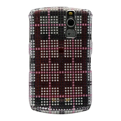 NEW! Premium Luxurious Designer Hard Diamond Glitter Crystal Snap-on Case for Blackberry Curve 8330 - 8300 - 8310 Case - Clear Silver Checkers