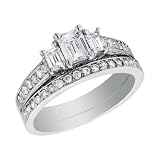 Diamond Engagement Ring & Wedding Band Set 1 Carat (ctw) in 14K White Gold