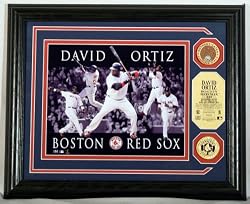 David Ortiz Dominance Photo Mint w/24KT Gold Coin & authentic infield dirt - Boston Red Sox Plaque