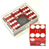 Set of 5 Red 19mm Transparent Casino Dice - Serialized - In Acrylic Box
