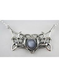 A Sterling Silver Celtic Necklace Inspired by "The Book Of Kells" Accented with a Genuine Grey Moonstone
