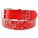 GENUINE LEATHER SNAP ON STUDDED RED BELT WHITE PAINT FITS ANY BUCKLE