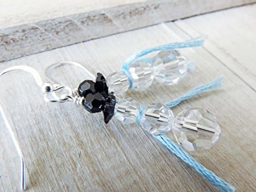 Crystal Snowman Sterling Silver Earrings with Swarovski Crystals and Light BLUE Scarf
