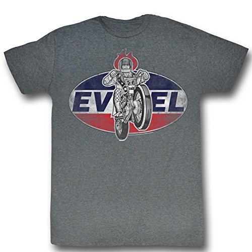 Evel Knievel Shirt Logo 2 Tee Adult Gray Tee T-shirt