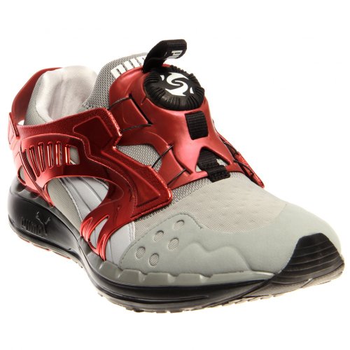 PUMA Men's Future Disc Lite Tech'd Out Running Shoes-Grey/High Risk Red-7.5