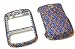 SPARKLING BLUE CROSS PLAID CHECKER FULL DIAMOND RHINESTONE SNAP ON HARD SKIN FACEPLAT...