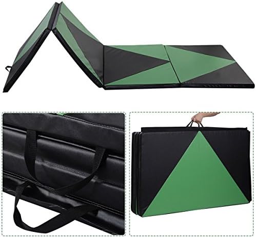 4'x10'x2" Thick Folding Panel Gymnastics Mat Gym Fitness Green/Black