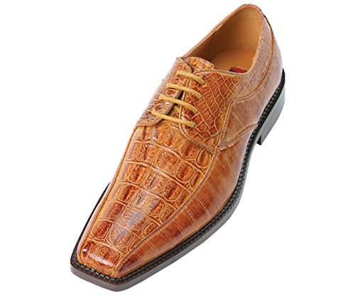 Bolano Mens Bronze Exotic Shiny Croco Hornback Printed Oxford Dress Shoe : Style 6720-153