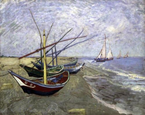 Fishing Boats On The Beachat Saintes-Maries 12.736 x 16 Art Print On Canvas