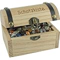 Schatzkiste aus Massivholz, mit Edelsteinen gef�llt