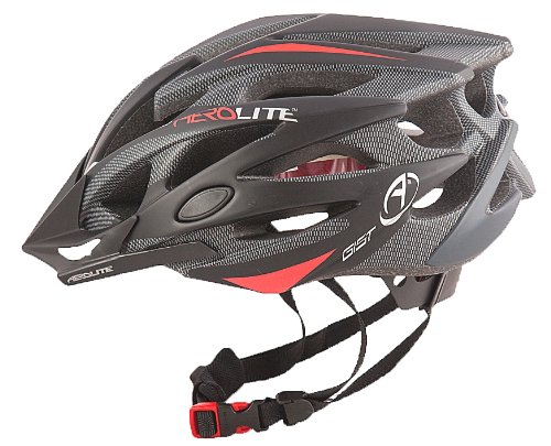 Aerolite Men's AeroFoil Bicycle Helmet - Black/Red, Size 58-61