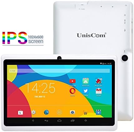 UnisCom N716 IPS 7" Touchscreen Tablet Android 4.4 PC 16 GB with Quad Core, 1024 x 600 HD Display, Wi-Fi, Bluetooth, Dual Camera, 3D Game Supported, White