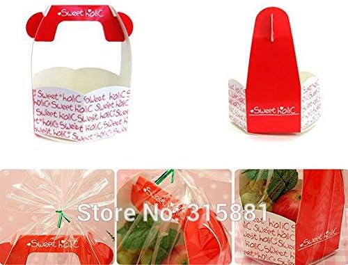 Lovely Flower Basket Translucent Flat Open Top Bag Cake&cookie Wrappers,candy,package (50set/lot 1set=1bag +1 Paper Base )