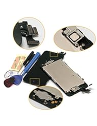 Wireless: for iPhone 5 5G Black Full Set with Spare Parts LCD Screen Replacement Digitizer with Home Button, Bracket, Flex, Sensor, Front Camera, Frame Housing Assembly Display Touch Panel + Free Repair Tool Kits [Ships from USA] - VTZERO