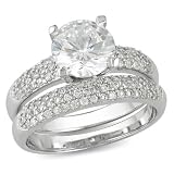 Sterling Silver Engagement and Wedding Round Cubic Zirconia Set