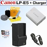 Canon LP-E5 Rechargeable Li-Ion Battery Pack + AC/DC Battery Charger for Ca ....